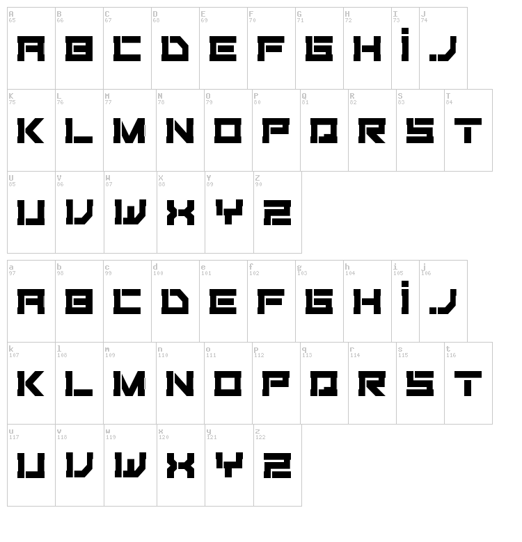 Fiker Futura font map